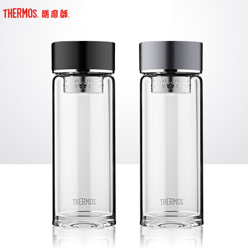 膳魔师(THERMOS)玻璃杯单层大容量男女商务泡茶杯带茶隔水杯 黑色膳魔师(THERMOS)玻璃杯