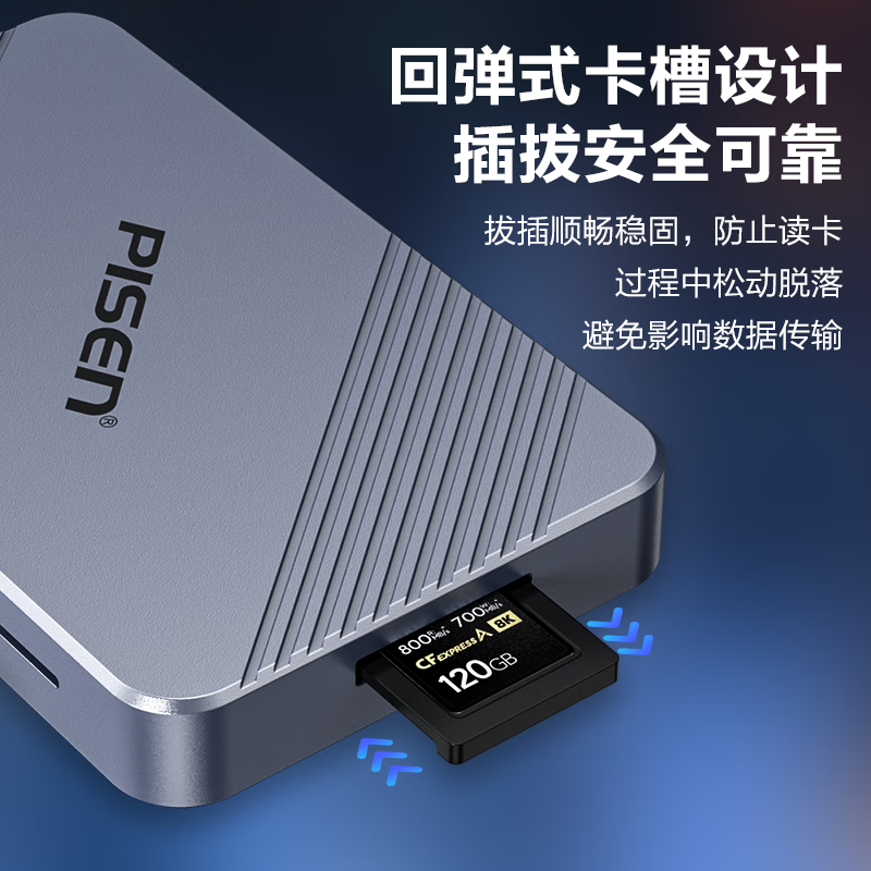 品胜USB/Type-C读卡器3.2高速适用CFeA/CFeB/SD4.0/TF内存卡支持索尼佳能相机苹果16手机无人机