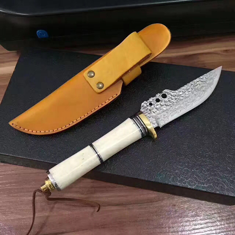 spike VG10大马士革钢刀战争鳄鱼户外小直刀