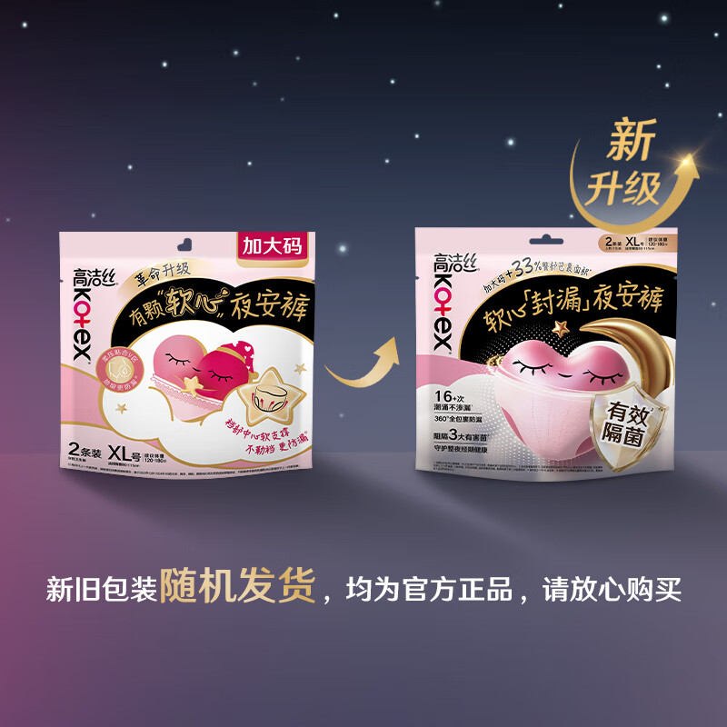 高洁丝(Kotex)蜜桃小姐安睡裤安心裤XL号2条专为大码定制夜安裤裤型卫生巾高清大图