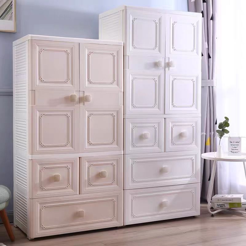 双开抽屉式塑料储物柜婴儿收纳柜整理柜简易宝宝挂衣橱儿童衣柜收纳柜