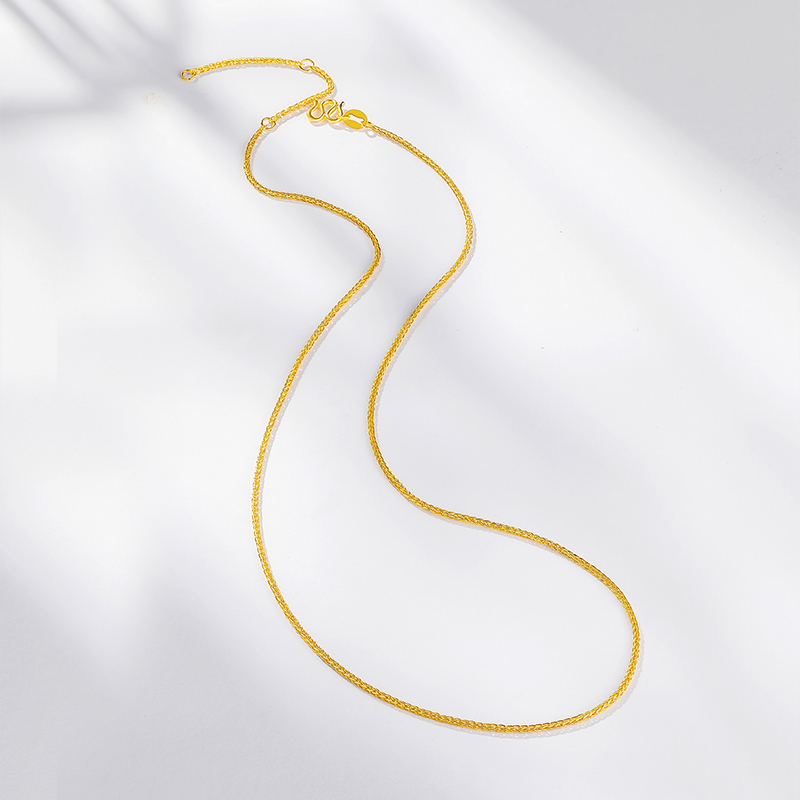 周六福黄金项链女款计价足金肖邦链简约素链颈饰金链子正品