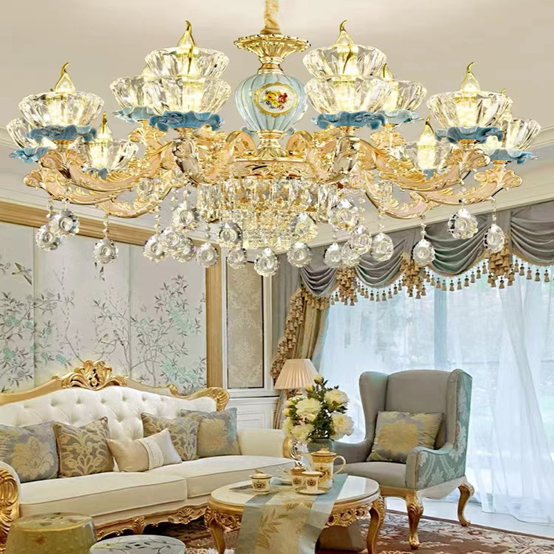 客厅吊灯2023新款长虹照明欧式餐厅卧室家用大厅主灯大气陶瓷水晶灯具