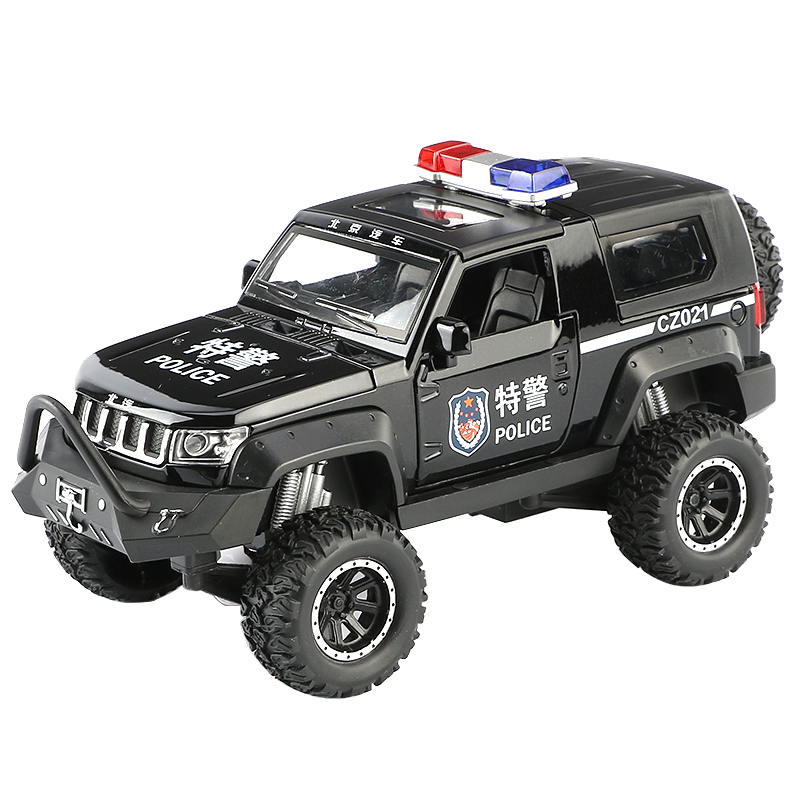 儿童警车玩具车仿真特警车合金模型男孩小汽车模型警察消防车玩具 黑色(特警)高清大图