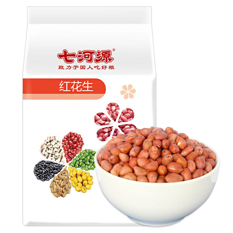 七河源 红花生850g (无添加 小粒 红皮花生米 东北 五谷 杂粮 粗粮 真空装 大米伴侣)