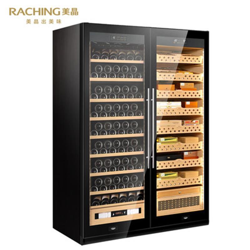定制美晶/Raching SD800实木双开门红酒雪茄两用恒温柜智能恒温红酒柜恒温恒湿雪茄柜定制柜