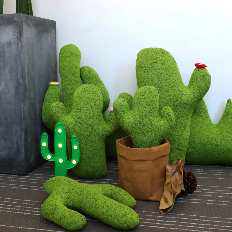 ins创意北欧风仙人掌绿色植物异形抱枕靠枕居家装饰床头沙发靠垫