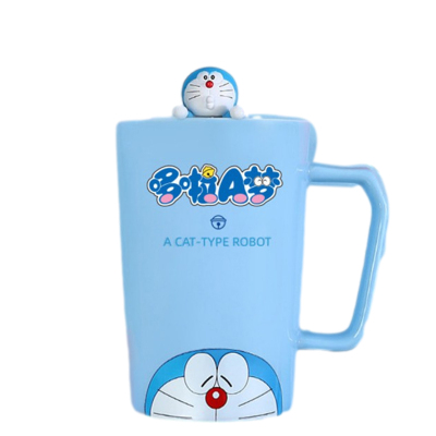 哆啦a梦少女心陶瓷带盖勺可爱卡通家用马克杯杯子水杯咖啡杯