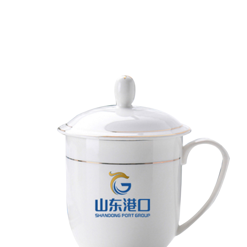 苏宁宜品推荐定制款双色logo带盖杯子瓷杯 50个装