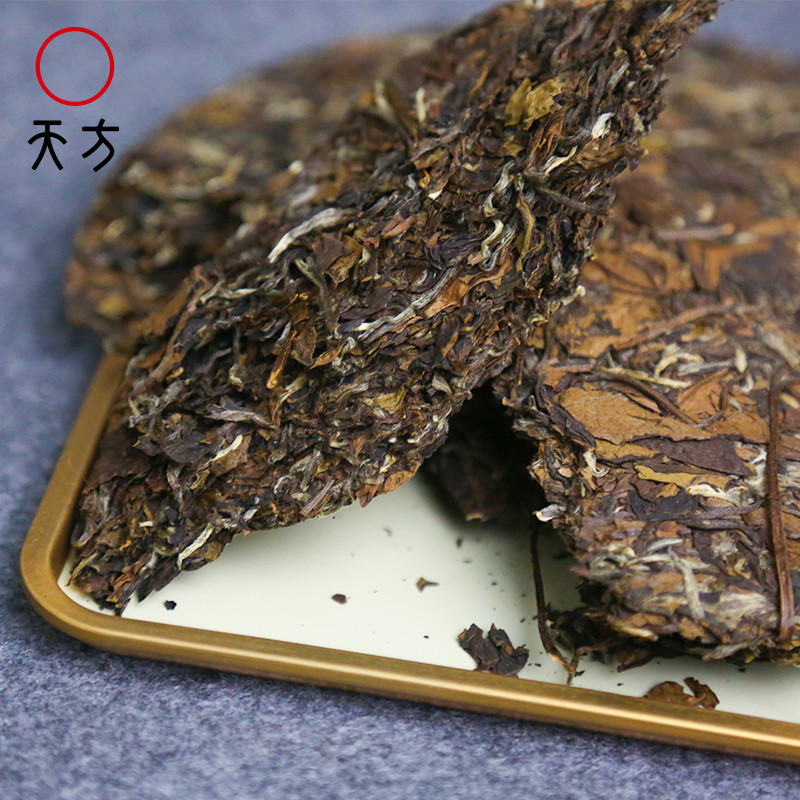 安徽天方茶叶300g天方晒白茶 老树白茶 紧压型 白茶饼