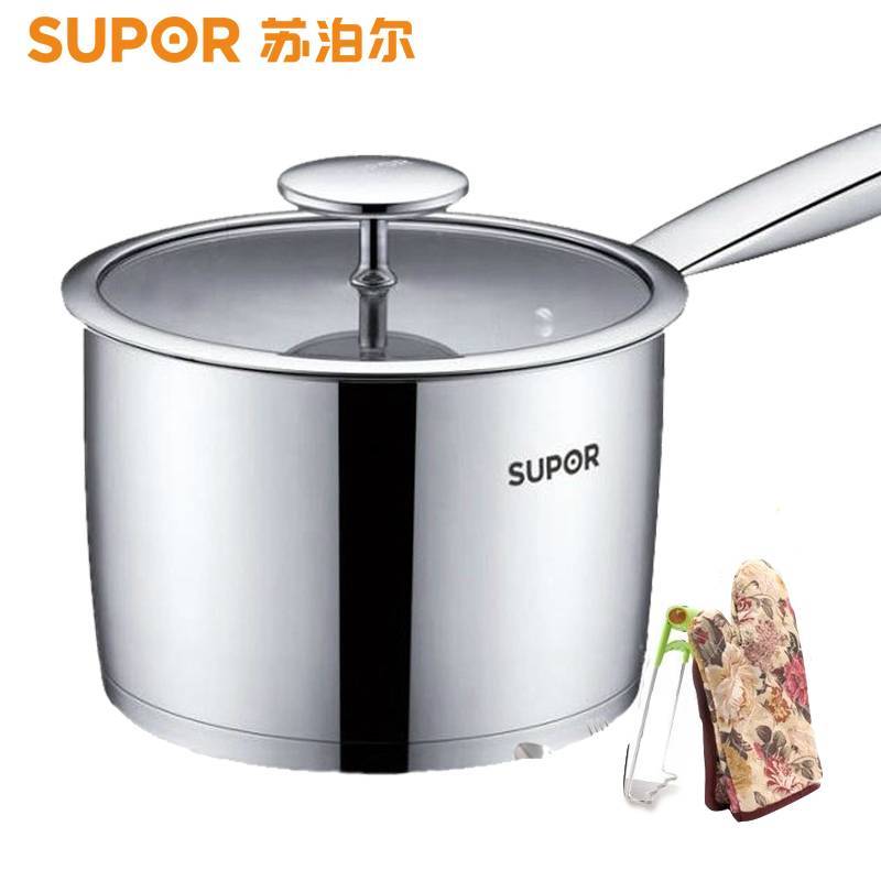 苏泊尔/SUPOR汤锅小奶锅ST16V1 304不锈钢加厚复底 宝宝奶锅16cm1.6