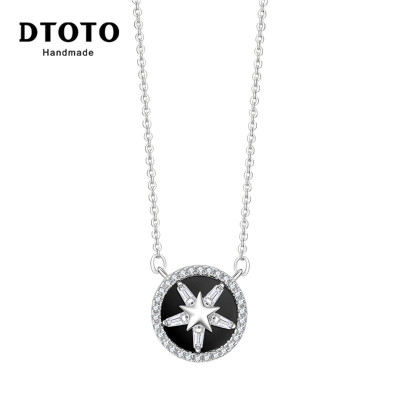 DTOTO 星空罗盘镶锆项链女气质日韩版简约银吊坠