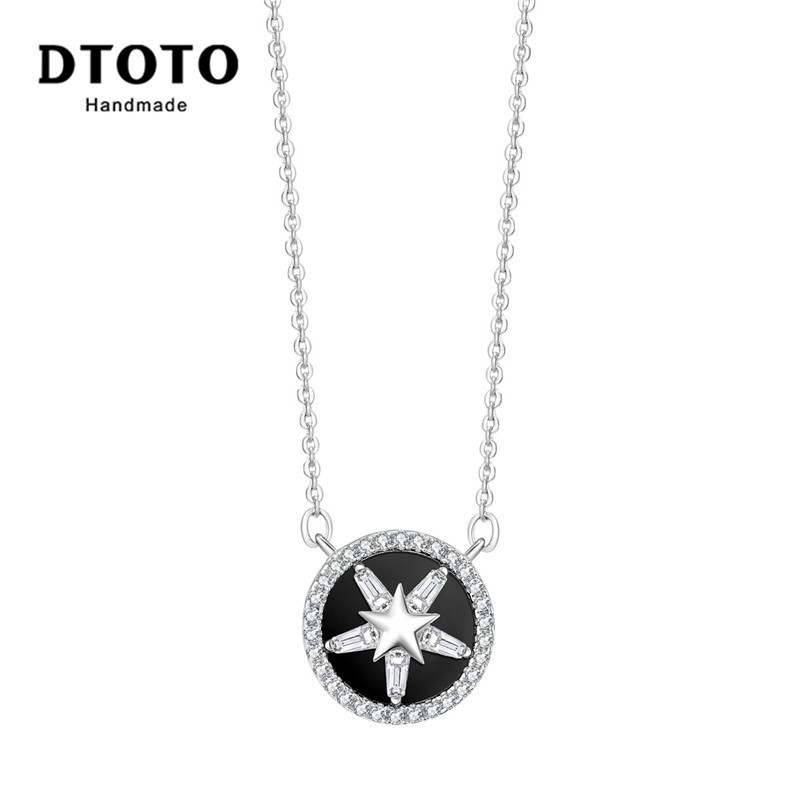 DTOTO 星空罗盘镶锆项链女气质日韩版简约银吊坠