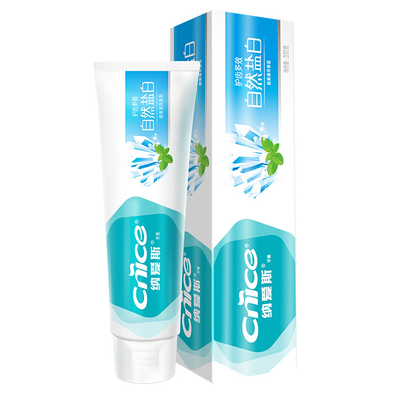 纳爱斯 自然盐白200g 薄荷口感微咸 清新口气洁白牙齿