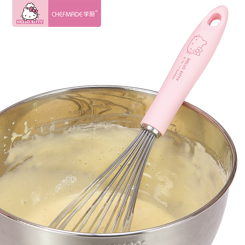 学厨 HELLO KITTY 不锈钢手动打蛋器 家用厨房手持式搅拌器 和面奶油蛋白打发器粉色手柄 烘焙工具 KT7007