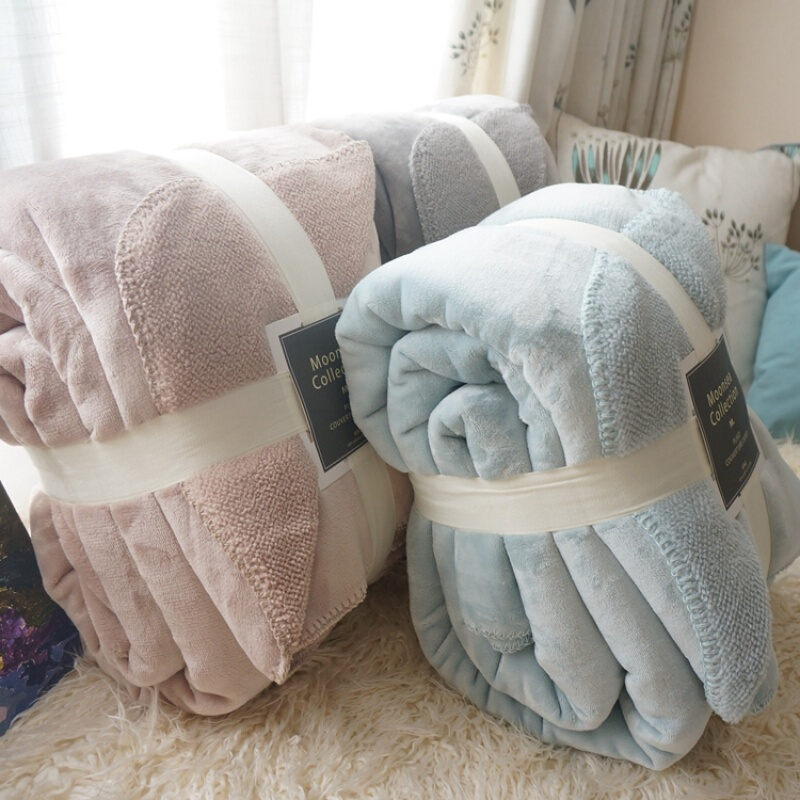 盖毯加大加厚纯色法兰绒双层毛毯秋冬保暖毯子床单报价_参数_图片