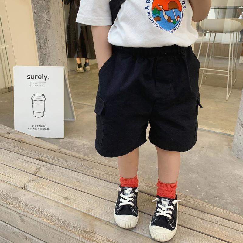 男童短裤夏儿童裤子夏季薄款男宝宝五分裤男孩夏装小童黑色中裤潮 黑色 90可开档建议身高85cm左右