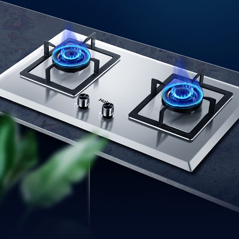 海尔(Haier)燃气灶JZT-Q907(12T)天然气双眼灶台嵌两用不锈钢灶面5.2KW爆炒大火力自动熄火保护