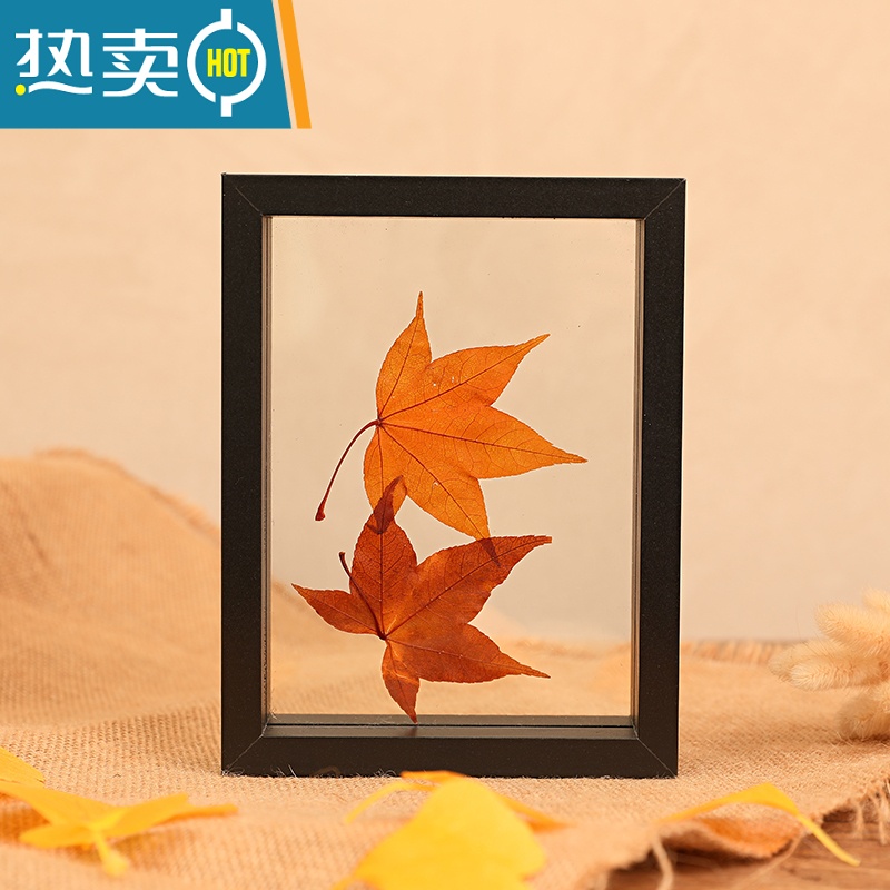 敬平相框摆台木质双面画框装裱8实木玻璃立体7植物标本双面透明框6寸 黑色 10寸[可放20.5*25.4]高清大图