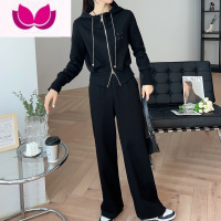 七斓欧货连帽卫衣阔腿裤时尚套装女2023春装新款小个子洋气休闲套