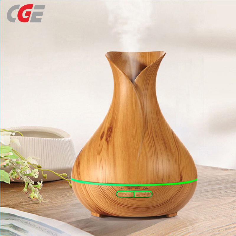 创意 花瓶香薰机加湿器 超声 静音七彩 木纹 香薰加湿器 创意礼品木纹花瓶加湿器香薰机卧室办公室酒店大堂扩香机 黄木纹