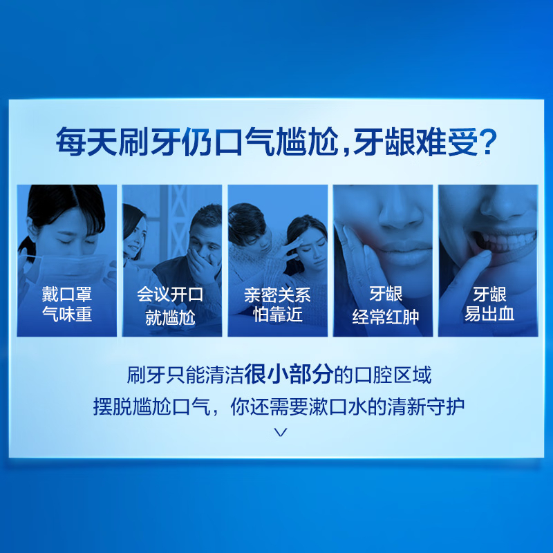 佳洁士漱口水500ml减少99%口腔细菌无酒精薄荷清新口气新老包装 随机发