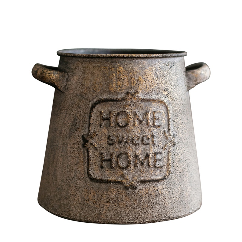 美帮汇复古铁皮花桶花器 干花铁桶花盆花瓶花店摆件插花杂货花园高清大图