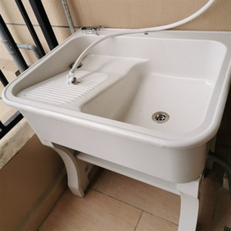 石英石洗衣池阳台家用洗衣台带搓板石头古达洗衣池大理石一体水池水槽