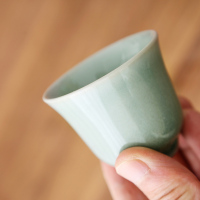 陶瓷青灰釉茶杯品茗杯家用喝茶简约日式功夫茶具茶碗单品 青灰茶杯3个装