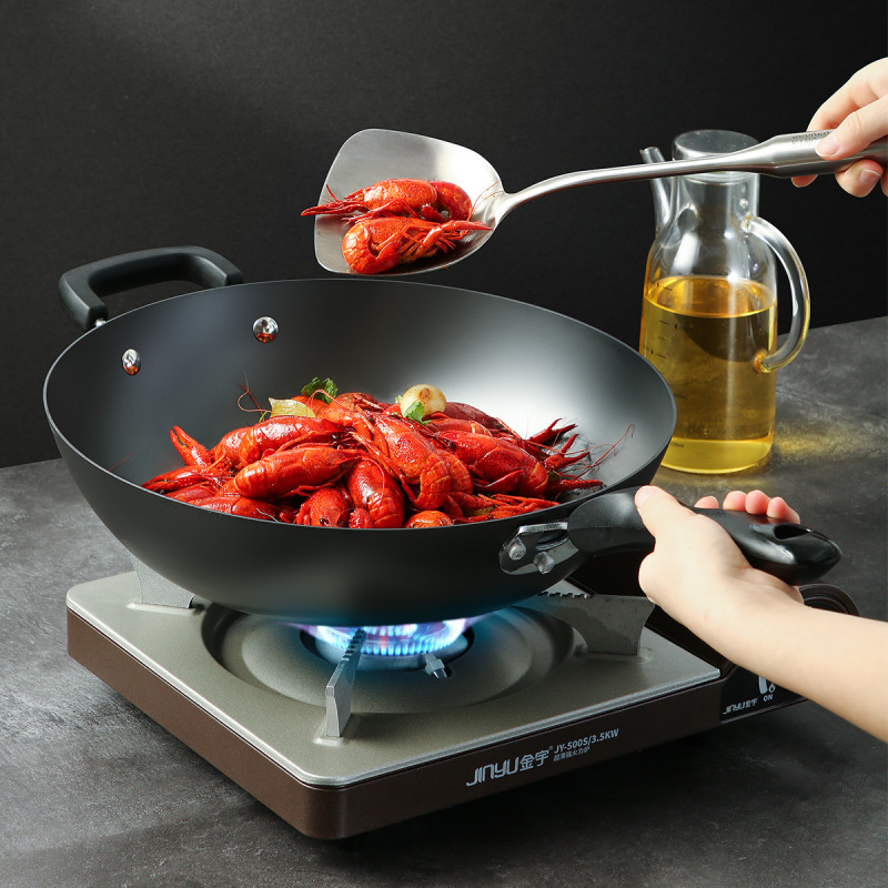 炊大皇(COOKER KING)手工铸铁炒菜锅不易锈锅具34CM无涂层传统铸铁炒锅 CG34SZ