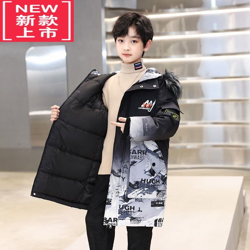 可莉允冬装男童棉衣外套2022新款中大童痞帅加厚保暖儿童冬季长款棉服潮图片