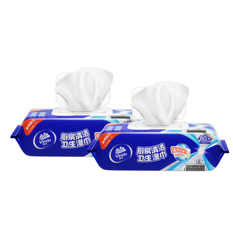 维达 厨房清洁卫生湿巾 1层 80片*2包 VW4018