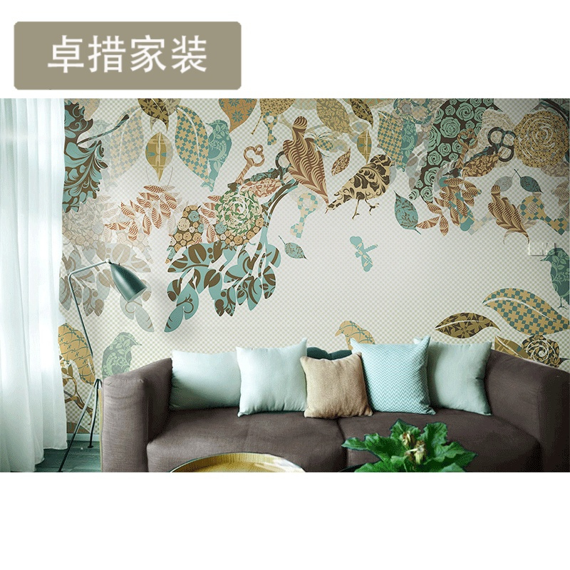 个性美式乡村壁纸电视背景墙无纺布墙纸卧室客厅创意定制壁画壹德壹