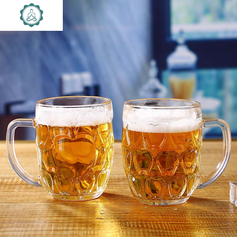 啤酒杯玻璃家用套装创意欧式大号玻璃扎啤杯ktv小号带把酒杯加厚 封后