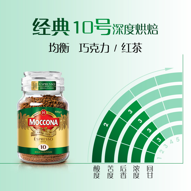 荷兰进口 Moccona摩可纳进口黑咖啡意式浓缩冻干速溶咖啡罐装100g高清大图