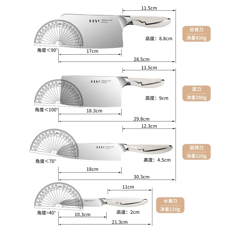 德国进口刀具家用菜刀砍骨刀菜板二合一厨房组合套装8177高清大图