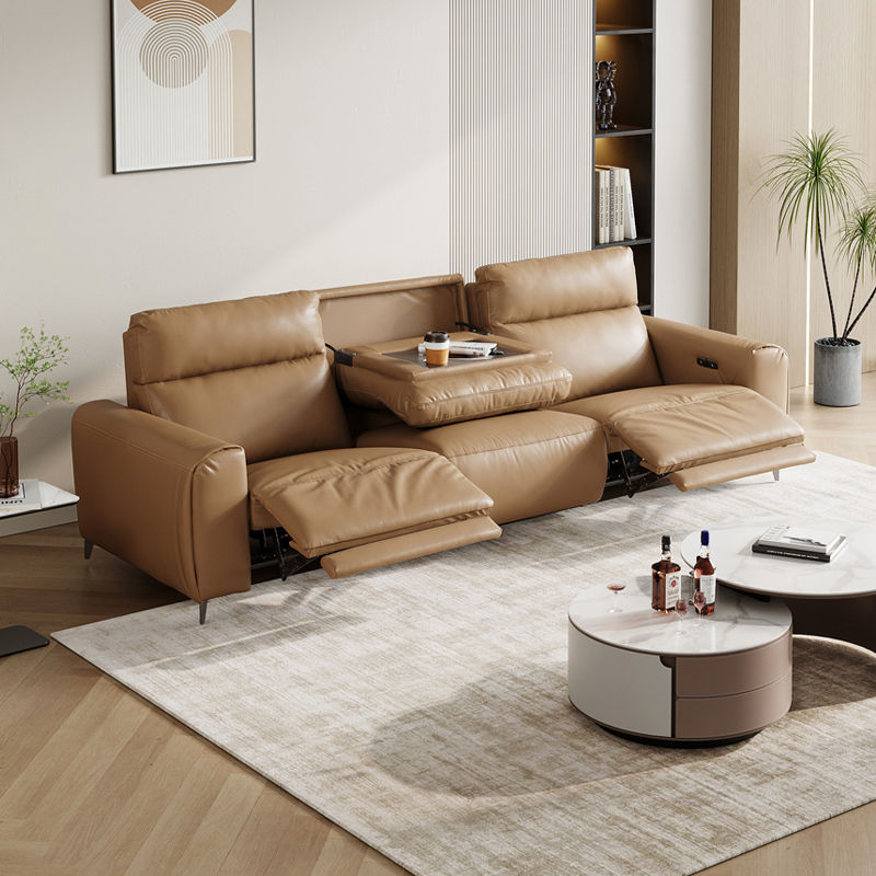 芝华仕头等舱现代极简电动功能科技布沙发茶几躺倒三人位50752m