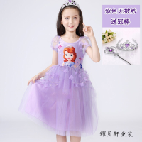 迪鲁奥(DILUAO)冰雪奇缘艾莎公主裙女童秋装长袖连衣裙苏菲亚长裙子爱莎儿童纱裙