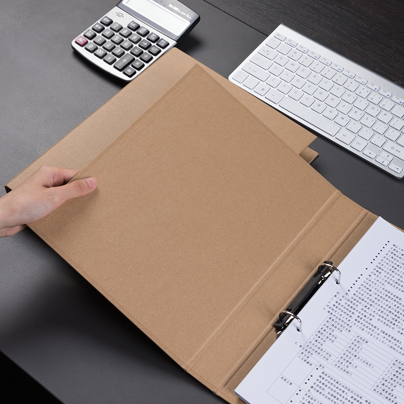 得力deli5916牛皮纸活页孔夹文件夹硬壳档案夹a4资料整理收纳夹时尚