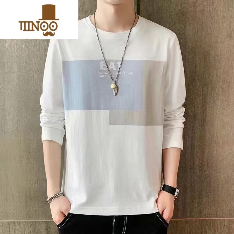YANXU男士长袖冰丝打底小衫秋衣夏季薄款工地干活便宜防晒外穿t夏 3XL 313款白色EAT