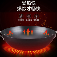 爱仕达(ASD)炒锅无涂层不易生锈铁锅家用炒菜锅燃气专用不粘易清洗 不怕铁铲 官方旗舰正品 34cm NNT8434
