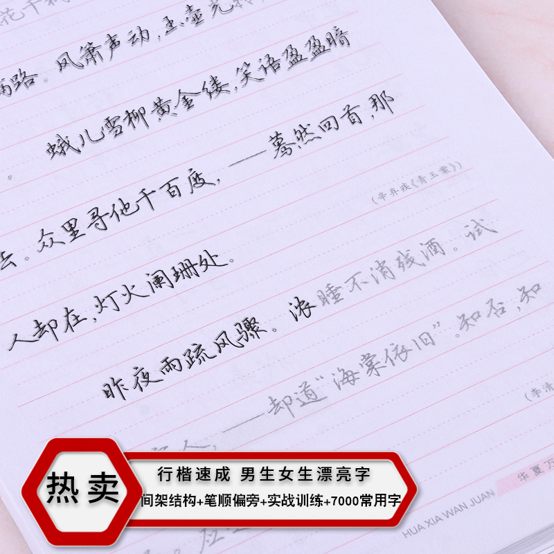 行楷全套4本 [正版]吴玉生行楷速成练字帖练字入门教程笔画偏旁7000常用字 初中高中大学生成人字体漂亮行书钢笔书法硬笔高清大图