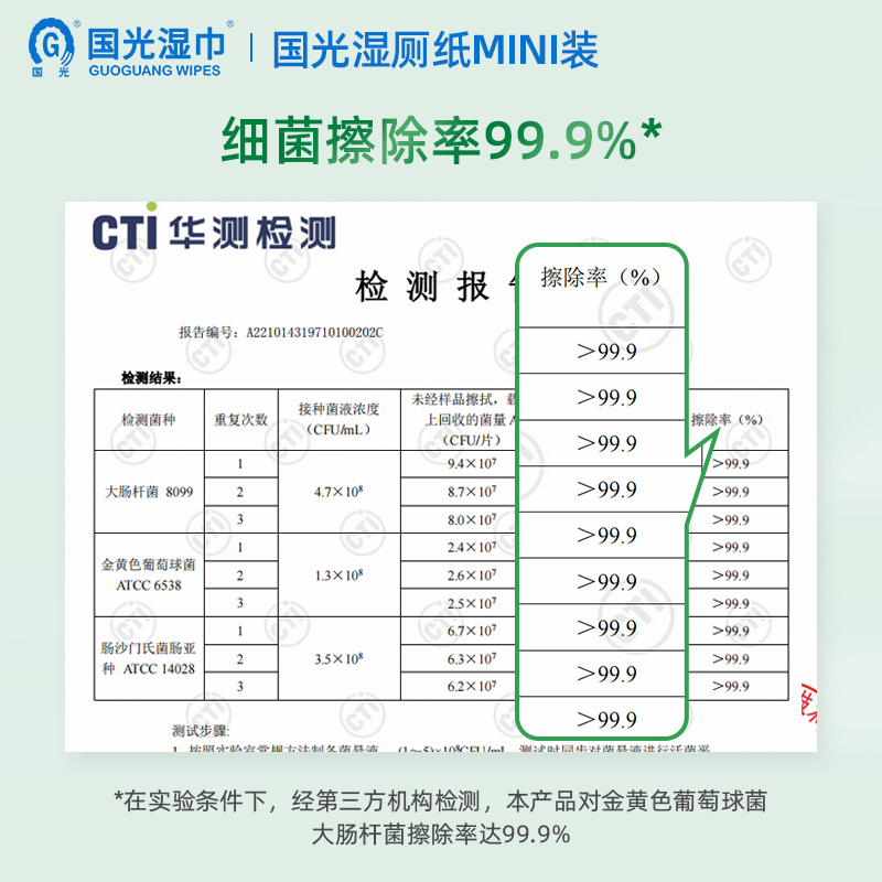 国光纯水湿厕纸8片*8包*1提私处清洁湿巾擦屁股可冲散迷你便携湿厕纸