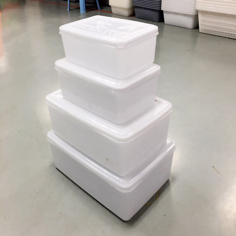 WOLF SLAVES LH 保鲜盒 长方形厨房食物保鲜盒饭店塑料乳白色带盖储盒