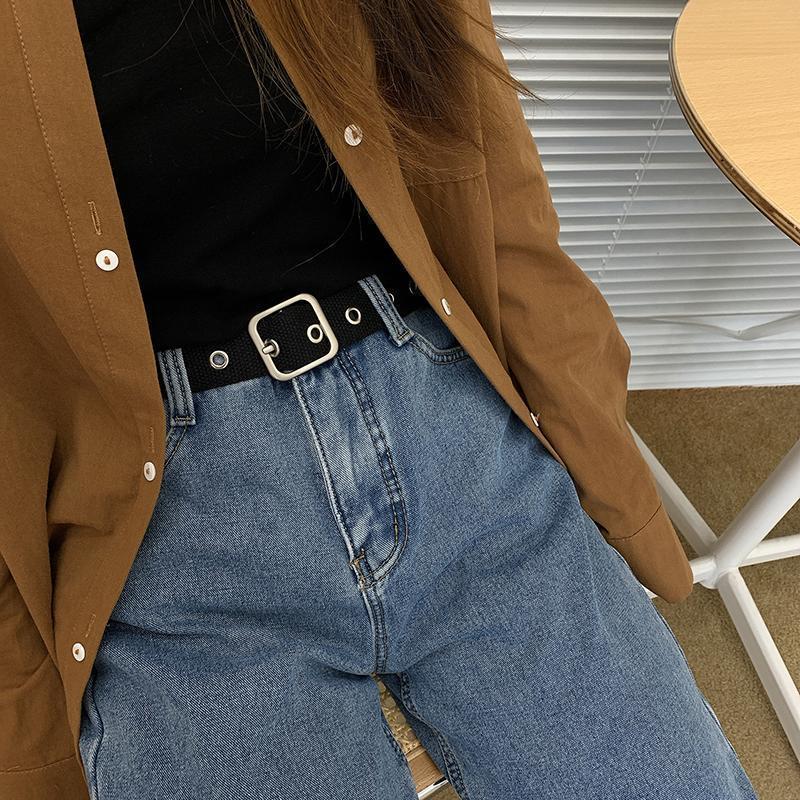 帆布腰带女男裤带新款黑色时尚装饰配chic皮带女牛仔裤百搭ins风懒人