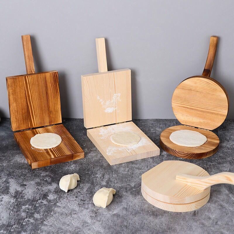 实木包饺子神器米饺子皮板模具手工压皮板包子皮饺子皮高效压擀皮 原木色方形