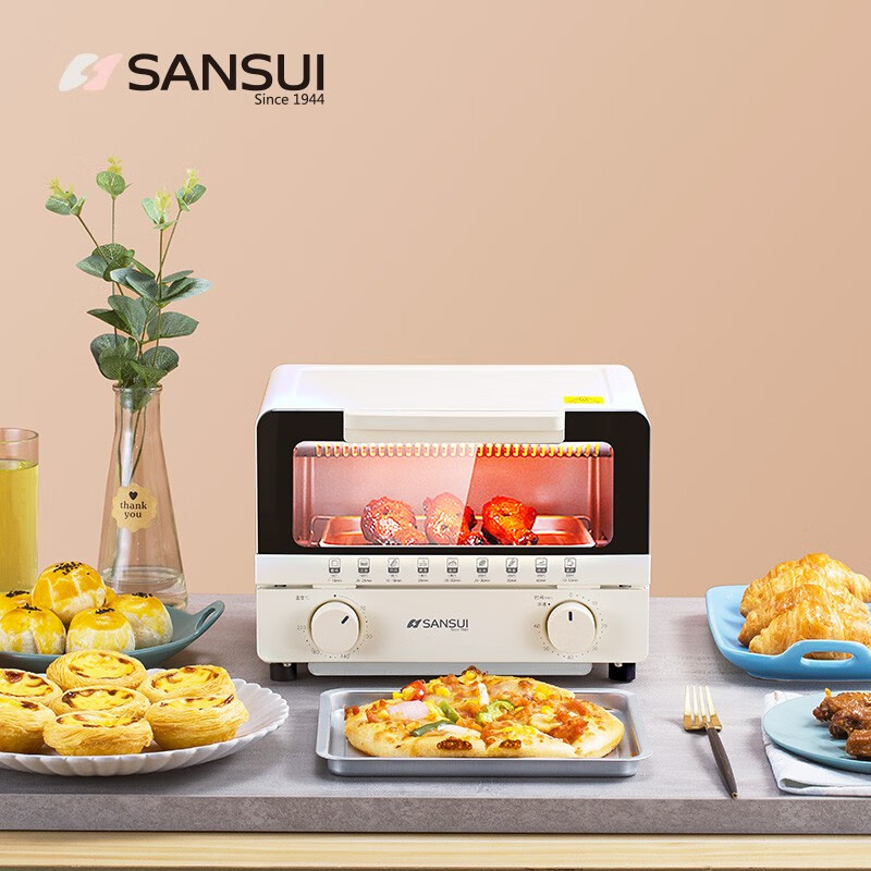 山水(SANSUI) 电烤箱 SKX09家用迷你小型烘焙小烤箱控温烤蛋糕披萨 白色高清大图