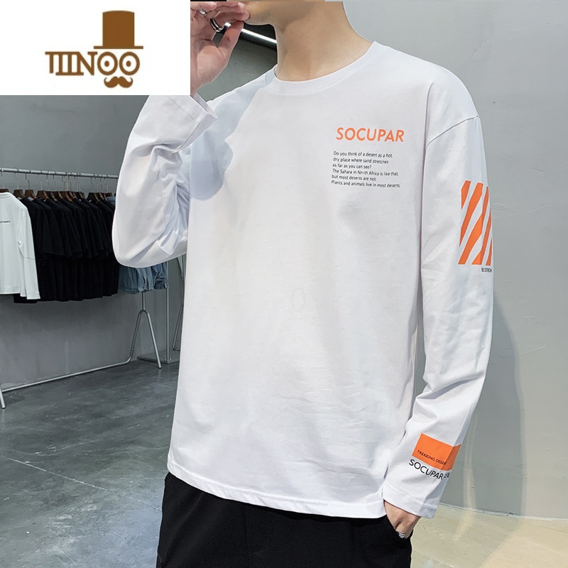 YANXU长袖t恤男士秋装潮牌宽松卫衣休闲打底衫上衣体恤男装N高清大图