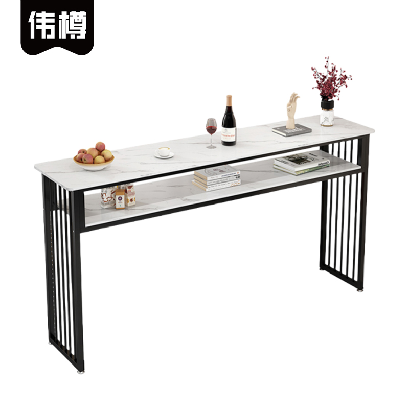 伟樽岩板长条桌双层140*40*105cm张高清大图