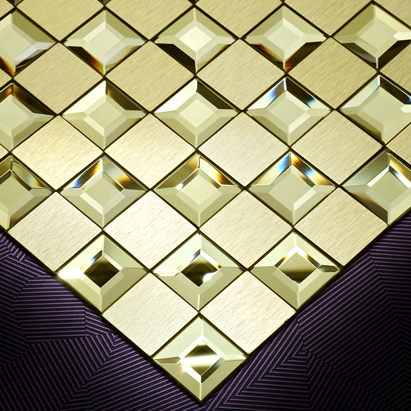 金色金属玻璃马赛克瓷砖背景墙欧式镜面玄关客厅吧台墙贴